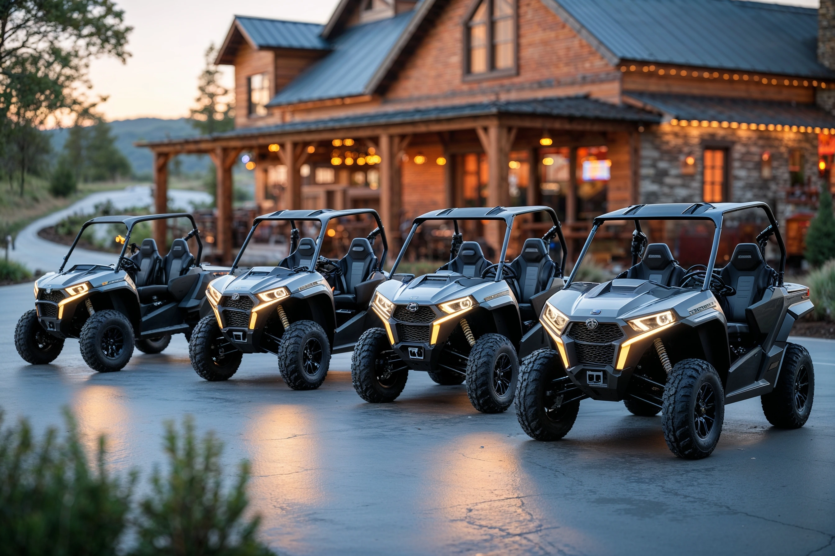 ATVs or snowmobiles parked outside The Halfway Inn